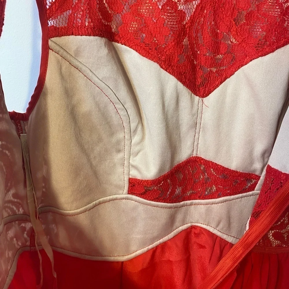 NWT Arc & Co Womens Lace Top Mini Red Dress Size Medium Prom Party Sexy - Picture 5 of 16